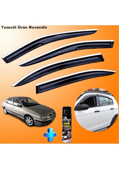 Megane 1 Sedan Mügen Cam Rüzgarlığı Abs Nikelaj Krom Cam Rüzgarlığı 1996-2004 + Ebrayn Lastik Parlatıcı
