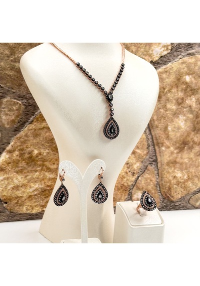 Elmas Montür Rosegold Özel Üretim Gümüş Set Takım - Lvrset12 Rose Gold