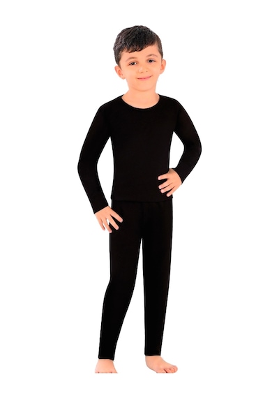 Öts Erkek Çocuk Pijama Takımı Termal İçlik Ev Şıklığı Ve Konfor 7440 Siyah