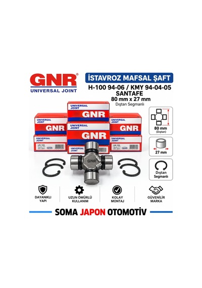 İstavroz Mafsal Şaft H-100 94-06 / Kmy 94-04 - 05 / Santafe 80mm X 27mm Dıştan Segman Un-100