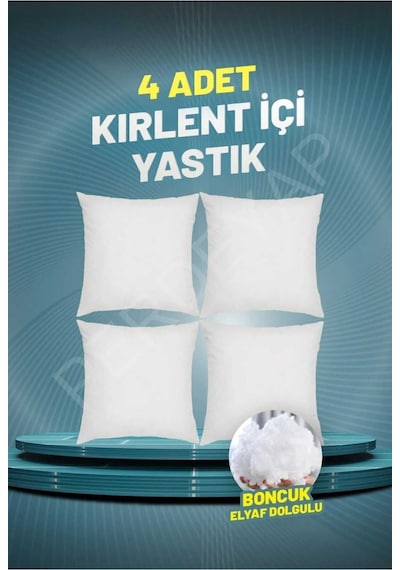 Perdeyap Premium 4'lü Kırlent Iç Yastık Ultra Dolgun Silikon Elyaf 45 X 45 Cm Beyaz Beyaz