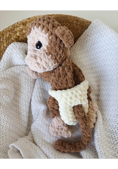 Hugo The Baby Monkey Uyku Arkadaşı Kahverengi - Pembe