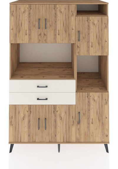 Kronos Dolap 9 Raflı 2 Çekmeceli 6 Kapaklı 132x59x195 Çam-çam... Çam