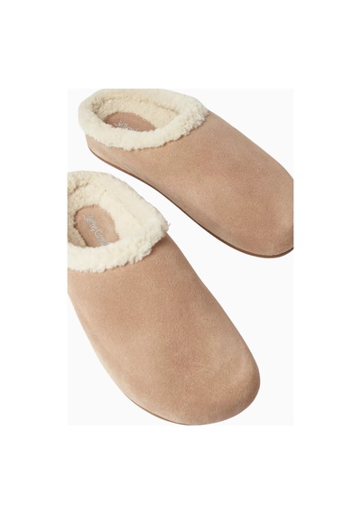 Camp Jeffrey Campbell Kadın Süet Ve Shearling Astarlı Sabo Terlik, Rahat Günlük Tasarım Bej