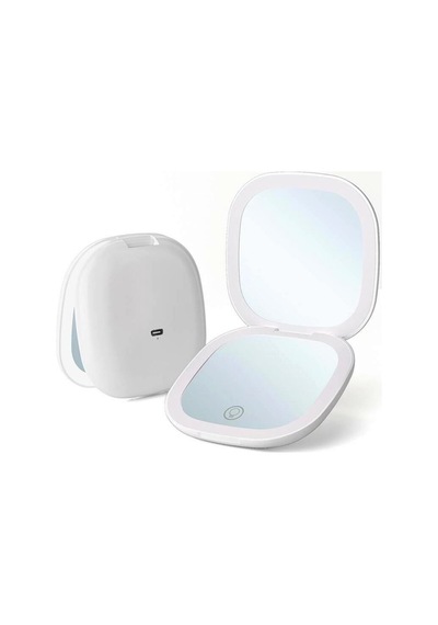 Led Işıklı Kompakt Ayna - 1x/10x Büyüteçli 3,9 İnç Işıklı Seyahat Makyaj Aynası Çift Taraflı Kısılabilir Genel