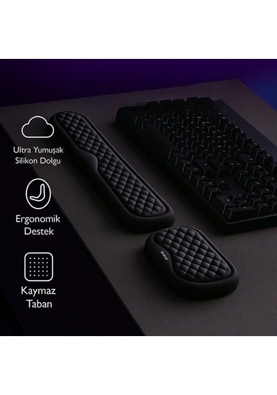Polham Klavye Ve Mouse İçin Ergonomik Bilek Destek Seti, Ultra Yumuşak Silikon Dolgulu Kaymaz, Bilek Yastığı