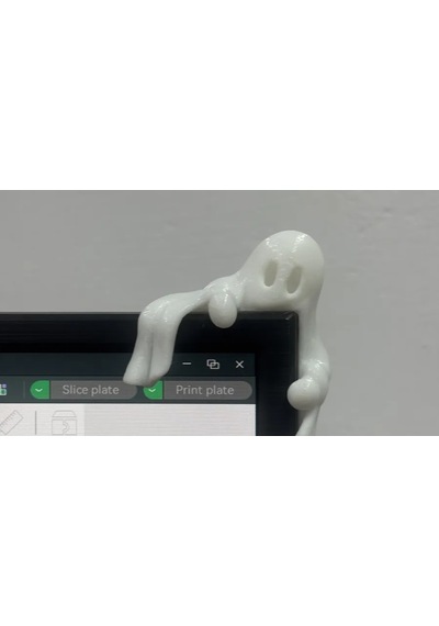 Storeşahin 3d Baskı Monitör Kenarı Hayalet Figürü Masaüstü Dekoratif Hayalet Cadılar Bayramı Ekran Süsü Beyaz Shn0720
