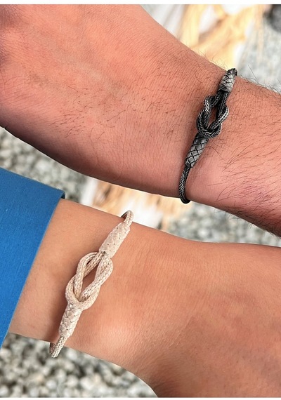 Sevgililer Günü Özel Çiftler Serisi Gümüş Kazaziye Gemici Düğümü Bileklik-biri Size Biri Sevdiğinize