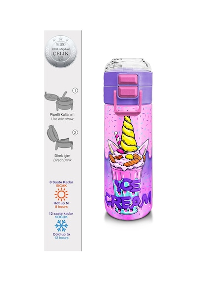 Coral High Kids Pembe Mor Milkshake Dondurma Desenli Pipetli Ve Direkt İçim Çelik Termos 500 Ml 31950 Mor - Açık Pembe Coral High Kids Pembe Mor Milkshake Dondurma Desenli Pipetli Ve Direkt İçim Çelik Termos 500 Ml 31950 Mor - Açık Pembe