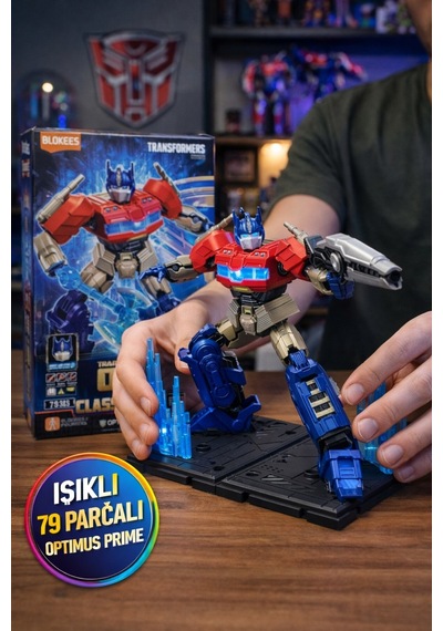 Blokees Transformers Işıklı Optimus Prime Figür Hareketli Eklem Led Göğüs Gözler Resmi Lisans Model