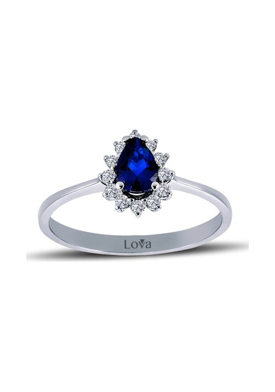 Lova Pırlantalı Damla Safir Anturaj Yüzük - 1020241