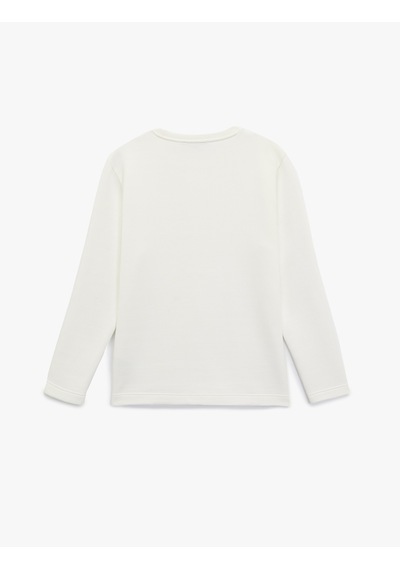 Koton Uzun Kollu Pamuklu Bisiklet Yaka Basic Sweatshirt Ekru 6wam70028mk Ekru