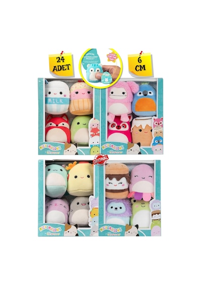 Micromallows Squishmallows Mini Yumuşak Peluş Oyuncak 16 Lı Figür Seti - 6 Cm Çok Renkli