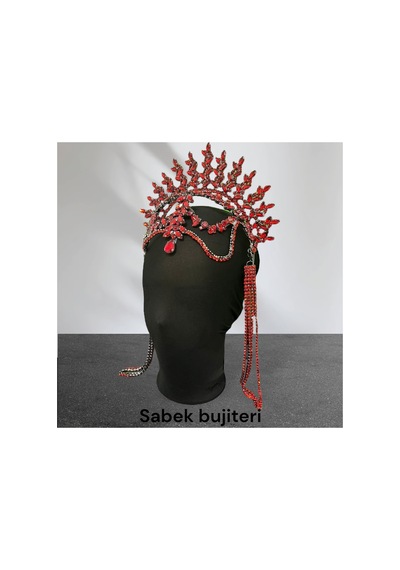 Alınlıklı Taç Büyük Gelin,kına,nişan,söz,after,bride,party Taç Kırmızı - 726455370 Kırmızı