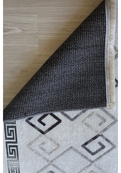 Arte Nakışlı Gri Beyaz Kilim Dekoratif Salon Halısı Yıkanabilir Gri - Beyaz