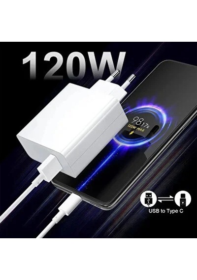 Xiaomi Uyumlu 120w Type-c Hızlı Şarj Aleti Adaptör Ve Kablo Set Xiaomi Redmi Uyumlu