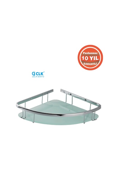 Çelik Banyo Paslanmaz Pirinç Karmina 1 Li 22x22 Cm Camlı Şampuanlık Süngerlik Köşelik Krom