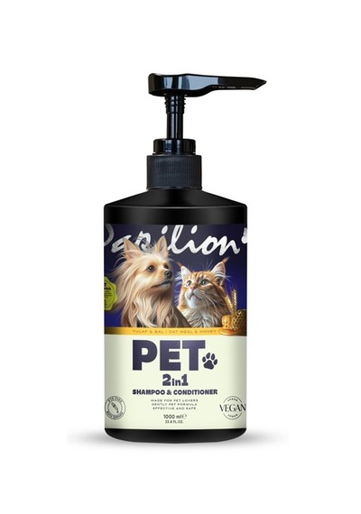 Papilion Yulaf & Bal Özlü 2 Si 1 Arada Kedi Köpek Şampuanı Ve Kremi Vegan 1000 Ml Sevimli Dostlar