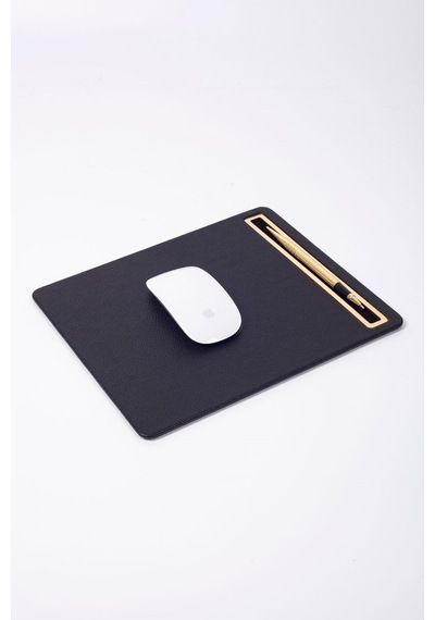 Turgut Office Deri Mousepad Siyah Gold Detaylı