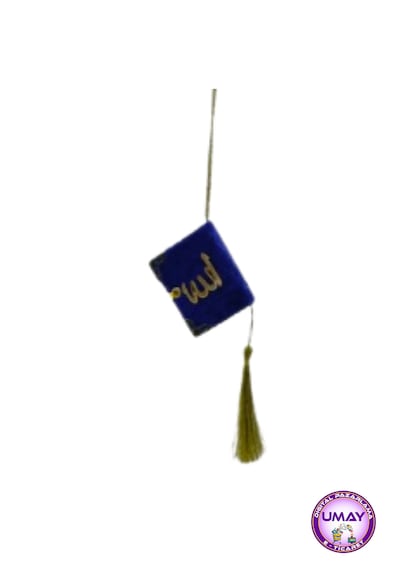 Mini Kuran Kadife Kaplı Allah C.c Lafzı Yazılı Püsküllü Araç Dikiz Aynası Süsü 4.5x5 Cm Karışık