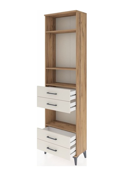 Arges Dolap 4 Raflı 4 Çekmeceli 60x30x221 Çam-aytaşı Çam