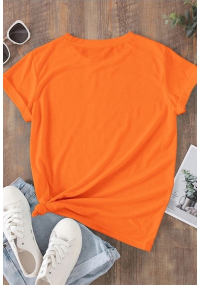 Caxis I'm Coming Soon Baskılı Oversize Hamile Tişört Turuncu
