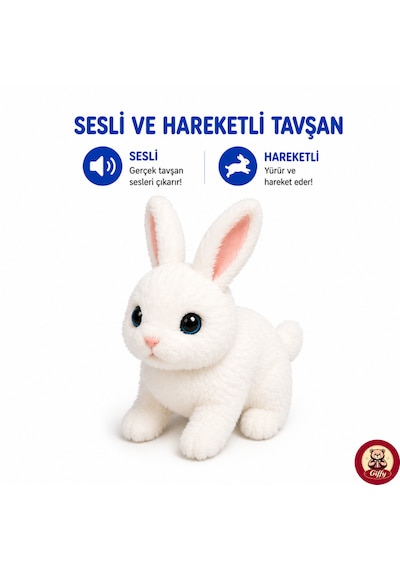 Oyuncak Tavşan Taşıma Çantalı Sesli Hareketli Pilli, Emekleme Oyuncağı Aksesuarlı Çocuklar İçin Eğitici Hayvan Sevgisi Mavi