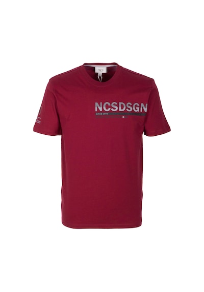 Erkek Tişört Bisiklet Yaka Bordo Slim Fit Baskılı T-shirt Ncs Jeans 1296 Bordo