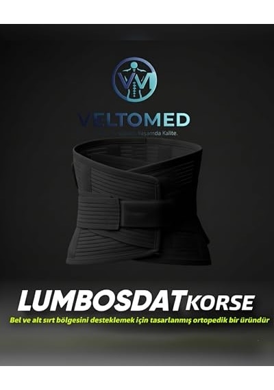 Tr Veltomed Siyah Çelik Balenli Lumbostad 26cm Korse, Ortopedik Korse, Bel Korsesi, Skolyoz, Fıtık, Lomber Disk, Fıt
