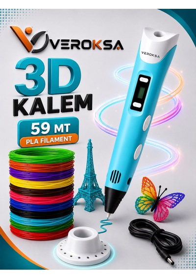 3d Kalem - 3d Yazıcı Kalem 59 Mt Filamentli Mavi