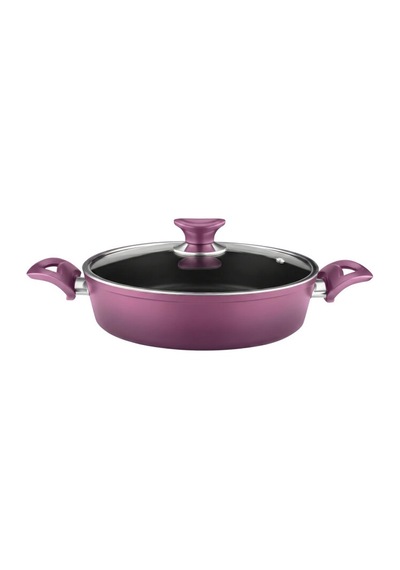 26 Cm Granit Karnıyarık & Pilav Tenceresi Cam Kapak - Mürdüm Mürdüm