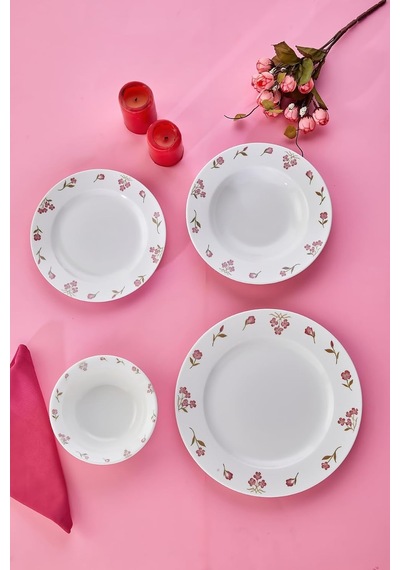 Rosette 24 Parça Porselen Yemek Takımı, Pembe, Ckr4797 Diğer