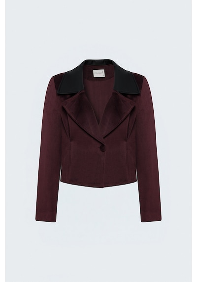 Sateen Bedene Oturan Kadife Ceket - Bordo-138079