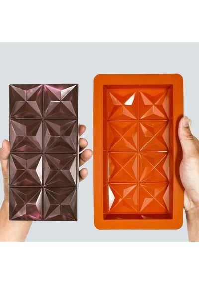 Silikon Kalıp Dubai Çikolata Ve Kek Yıldız Desenli Büyük Tablet Dubai Çikolatası Kalıbı Renksiz
