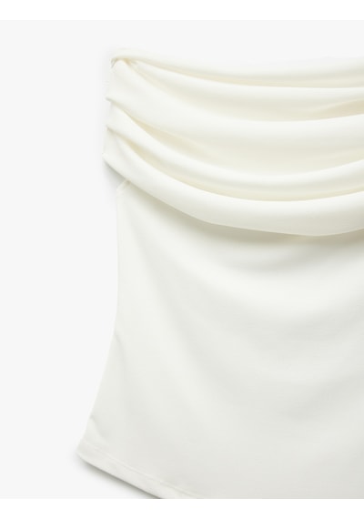 Koton Krep Kumaş Drape Detaylı Straplez Bluz Kırık Beyaz 5sak10045uk Ekru
