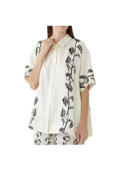 Asceno Ipek Kısa Kol Pijama Üstü Beyaz