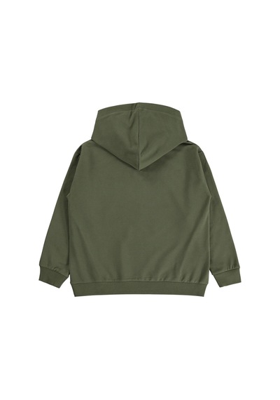 Civil Boys Civil Erkek Çocuk Basic Kapşonlu Sweatshirt Fırçalı 2 İp Uzun Kol Okul Kreş Ve Günlük Kullanım - Haki Koyu Haki