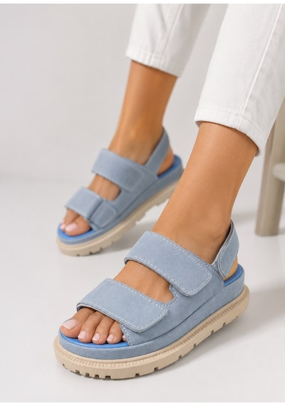 Papucumun Dünyası Kadın Yüksek Taban 4cm Çift Bantlı Rahat Şık Konforlu Sandalet Bebe Mavi Papucumun Dünyası Kadın Yüksek Taban 4cm Çift Bantlı Rahat Şık Konforlu Sandalet Bebe Mavi