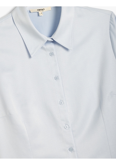 Koton Klasik Poplin Gömlek Uzun Kollu Regular Fit Açık İndigo 5wak60013uw İndigo