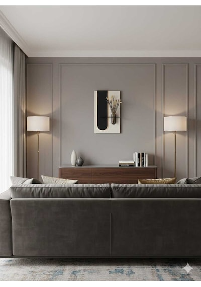 Okaliptus Ahşap Pilli Ledli İskandinav Tarzı Salon Duvar Rafı Modern Çiçeklik 40 X 70 Cm Paris Grisi - Antrasit