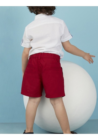Denokids Ollie&Olla V Cepli Kırmızı Gabardin Erkek Çocuk Şort Çok Renkli