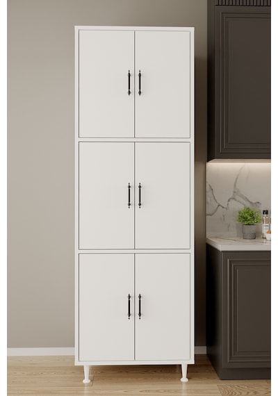 Aeka Ae-3015 Mercan 6 Kapaklı Çok Amaçlı Dolap Raflı Mutfak Kiler Banyo 195 63 35 Çok Amaçlı Dolap Beyaz