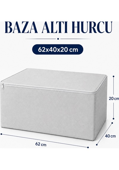 Hurç Baza Altı Fermuarlı Hurç Yorgan Kıyafet Saklama Organizer 1 Adet Gri