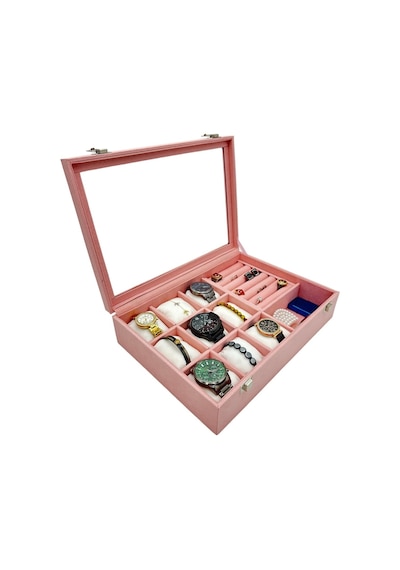Saat Bileklik Ve Takı Kutusu Pembe Süet Pembe