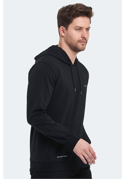 Slazenger Obra In Erkek Kapüşonlu Cepli Siyah Sweatshirt Siyah