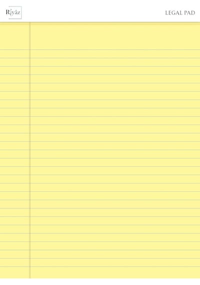Letter Boyut, 3 Adet, Sarı Renkli Legal Pad, Notluk, Notepad, Defter, Herbiri 50 Yaprak, Geniş