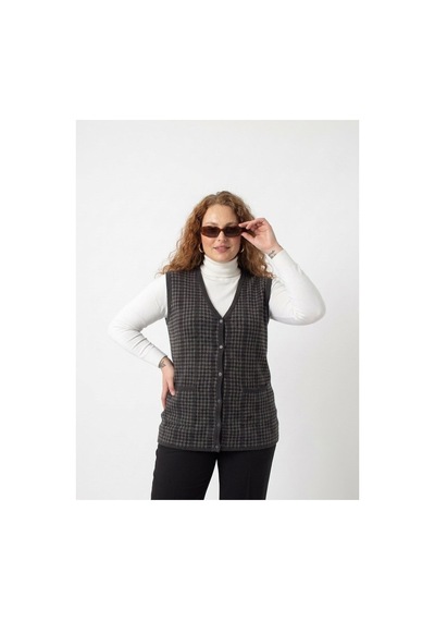 Onno Style Women Büyük Beden Kazayağı Desen Renkli Çelik Örgü Triko Kadın Yelek Lacivert Onno Style Women Büyük Beden Kazayağı Desen Renkli Çelik Örgü Triko Kadın Yelek Lacivert