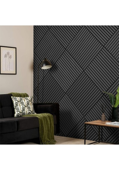 Antrasit 10 Adet 40x40cm Yeni Nesil Akustik Ahşap Duvar Paneli