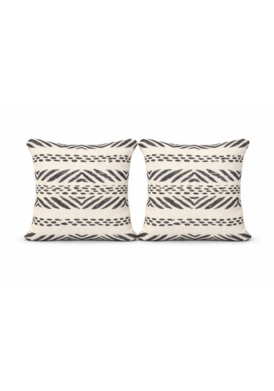 Faralya Life Baskılı Geometrik Desenli 2 Li Kırlent Kılıfı 45x45 Cm Dekoratif Koltuk Yastık Kılıfı Modern Salon Dekoru Gri Baskılı