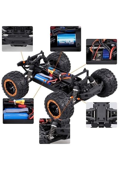 Haiboxing 1/16th scale 4WD Brushless Truck Uzaktan Kumandalı Araba RTR (Mavi) + 1300 mAh 7.4V 2S 30C Lipo Batarya